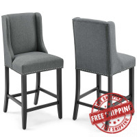 Modway EEI-4016-GRY Gray Baron Counter Stool Upholstered Fabric Set of 2