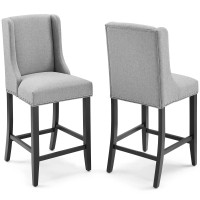 Modway EEI-4016-LGR Light Gray Baron Counter Stool Upholstered Fabric Set of 2