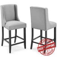 Modway EEI-4016-LGR Light Gray Baron Counter Stool Upholstered Fabric Set of 2