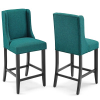 Modway EEI-4016-TEA Teal Baron Counter Stool Upholstered Fabric Set of 2
