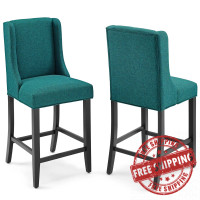 Modway EEI-4016-TEA Teal Baron Counter Stool Upholstered Fabric Set of 2