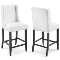 Modway EEI-4017-WHI White Baron Counter Stool Faux Leather Set of 2