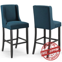 Modway EEI-4018-AZU Azure Baron Bar Stool Upholstered Fabric Set of 2