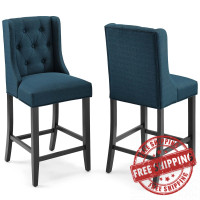 Modway EEI-4020-AZU Azure Baronet Counter Bar Stool Upholstered Fabric Set of 2