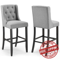 Modway EEI-4022-LGR Light Gray Baronet Bar Stool Upholstered Fabric Set of 2