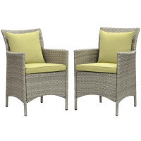 Modway EEI-4027-LGR-PER Light Gray Peridot Conduit Outdoor Patio Wicker Rattan Dining Armchair Set of 2