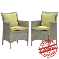 Modway EEI-4027-LGR-PER Light Gray Peridot Conduit Outdoor Patio Wicker Rattan Dining Armchair Set of 2