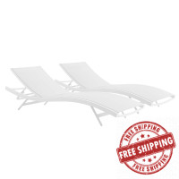 Modway EEI-4038-WHI-WHI White White Glimpse Outdoor Patio Mesh Chaise Lounge Set of 2