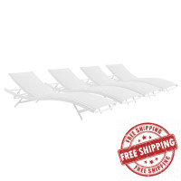 Modway EEI-4039-WHI-WHI White White Glimpse Outdoor Patio Mesh Chaise Lounge Set of 4