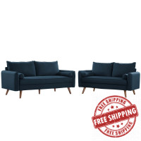 Modway EEI-4047-AZU-SET Azure Revive Upholstered Fabric Sofa and Loveseat Set
