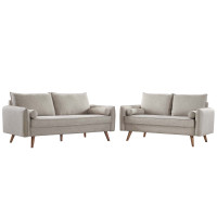 Modway EEI-4047-BEI-SET Beige Revive Upholstered Fabric Sofa and Loveseat Set