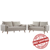 Modway EEI-4047-BEI-SET Beige Revive Upholstered Fabric Sofa and Loveseat Set