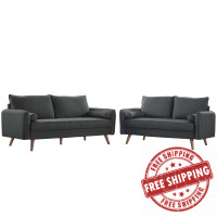 Modway EEI-4047-GRY-SET Gray Revive Upholstered Fabric Sofa and Loveseat Set