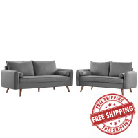Modway EEI-4047-LGR-SET Light gray Revive Upholstered Fabric Sofa and Loveseat Set