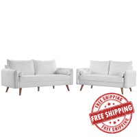 Modway EEI-4047-WHI-SET White Revive Upholstered Fabric Sofa and Loveseat Set