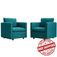 Modway EEI-4078-TEA Teal Activate Upholstered Fabric Armchair Set of 2