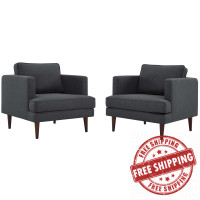 Modway EEI-4079-GRY Gray Agile Upholstered Fabric Armchair Set of 2
