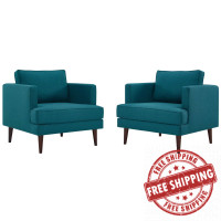 Modway EEI-4079-TEA Teal Agile Upholstered Fabric Armchair Set of 2