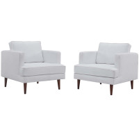 Modway EEI-4079-WHI White Agile Upholstered Fabric Armchair Set of 2
