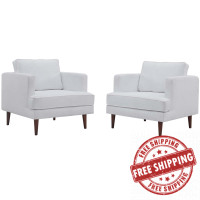Modway EEI-4079-WHI White Agile Upholstered Fabric Armchair Set of 2