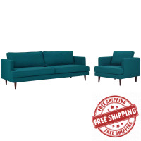 Modway EEI-4080-TEA-SET Teal Agile Upholstered Fabric Sofa and Armchair Set