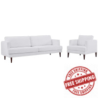 Modway EEI-4080-WHI-SET White Agile Upholstered Fabric Sofa and Armchair Set