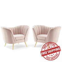 Modway EEI-4088-PNK Pink Opportunity Performance Velvet Armchair Set of 2