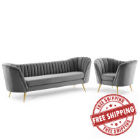 Modway EEI-4089-GRY-SET Gray Opportunity Performance Velvet Sofa and Armchair Set