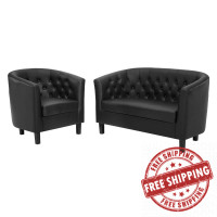 Modway EEI-4108-BLK-SET Black Prospect Upholstered Vinyl Loveseat and Armchair Set