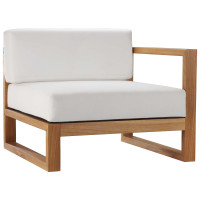 Modway EEI-4123-NAT-WHI Natural White Upland Outdoor Patio Teak Wood Right-Arm Chair