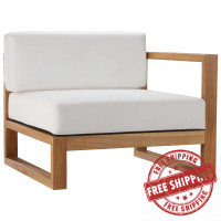 Modway EEI-4123-NAT-WHI Natural White Upland Outdoor Patio Teak Wood Right-Arm Chair