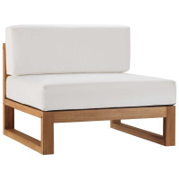 Modway EEI-4125-NAT-WHI Natural White Upland Outdoor Patio Teak Wood Armless Chair