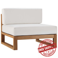 Modway EEI-4125-NAT-WHI Natural White Upland Outdoor Patio Teak Wood Armless Chair