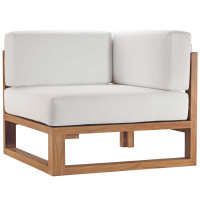 Modway EEI-4126-NAT-WHI Natural White Upland Outdoor Patio Teak Wood Corner Chair