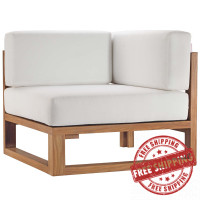 Modway EEI-4126-NAT-WHI Natural White Upland Outdoor Patio Teak Wood Corner Chair