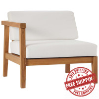 Modway EEI-4128-NAT-WHI Natural White Bayport Outdoor Patio Teak Wood Left-Arm Chair