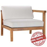 Modway EEI-4129-NAT-WHI Natural White Bayport Outdoor Patio Teak Wood Right-Arm Chair