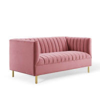 Modway EEI-4131-DUS Dusty Rose Shift Channel Tufted Performance Velvet Loveseat