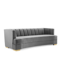 Modway EEI-4134-GRY Gray Encompass Channel Tufted Performance Velvet Curved Sofa