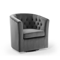 Modway EEI-4138-CHA Charcoal Prospect Tufted Performance Velvet Swivel Armchair