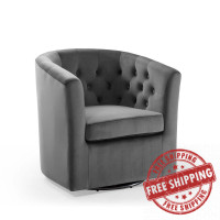 Modway EEI-4138-CHA Charcoal Prospect Tufted Performance Velvet Swivel Armchair