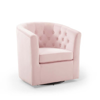 Modway EEI-4138-PNK Pink Prospect Tufted Performance Velvet Swivel Armchair