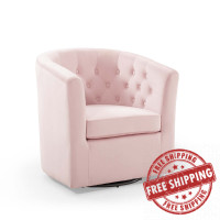 Modway EEI-4138-PNK Pink Prospect Tufted Performance Velvet Swivel Armchair
