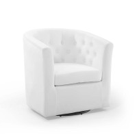 Modway EEI-4138-WHI White Prospect Tufted Performance Velvet Swivel Armchair