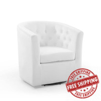 Modway EEI-4138-WHI White Prospect Tufted Performance Velvet Swivel Armchair