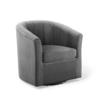 Modway EEI-4139-CHA Charcoal Prospect Performance Velvet Swivel Armchair