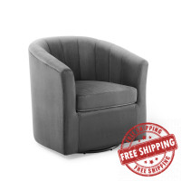 Modway EEI-4139-CHA Charcoal Prospect Performance Velvet Swivel Armchair