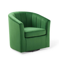 Modway EEI-4139-EME Emerald Prospect Performance Velvet Swivel Armchair