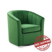 Modway EEI-4139-EME Emerald Prospect Performance Velvet Swivel Armchair