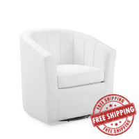 Modway EEI-4139-WHI White Prospect Performance Velvet Swivel Armchair